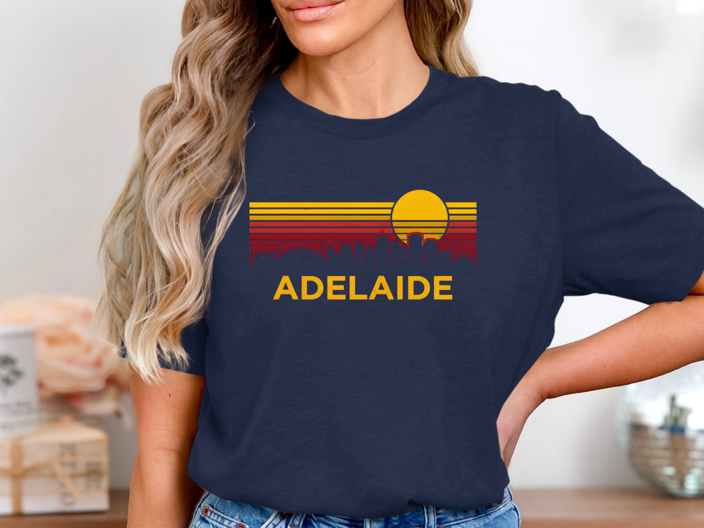 Adelaide Retro City Skyline T-Shirt/ Footy Fan Adelaide Crows Tee