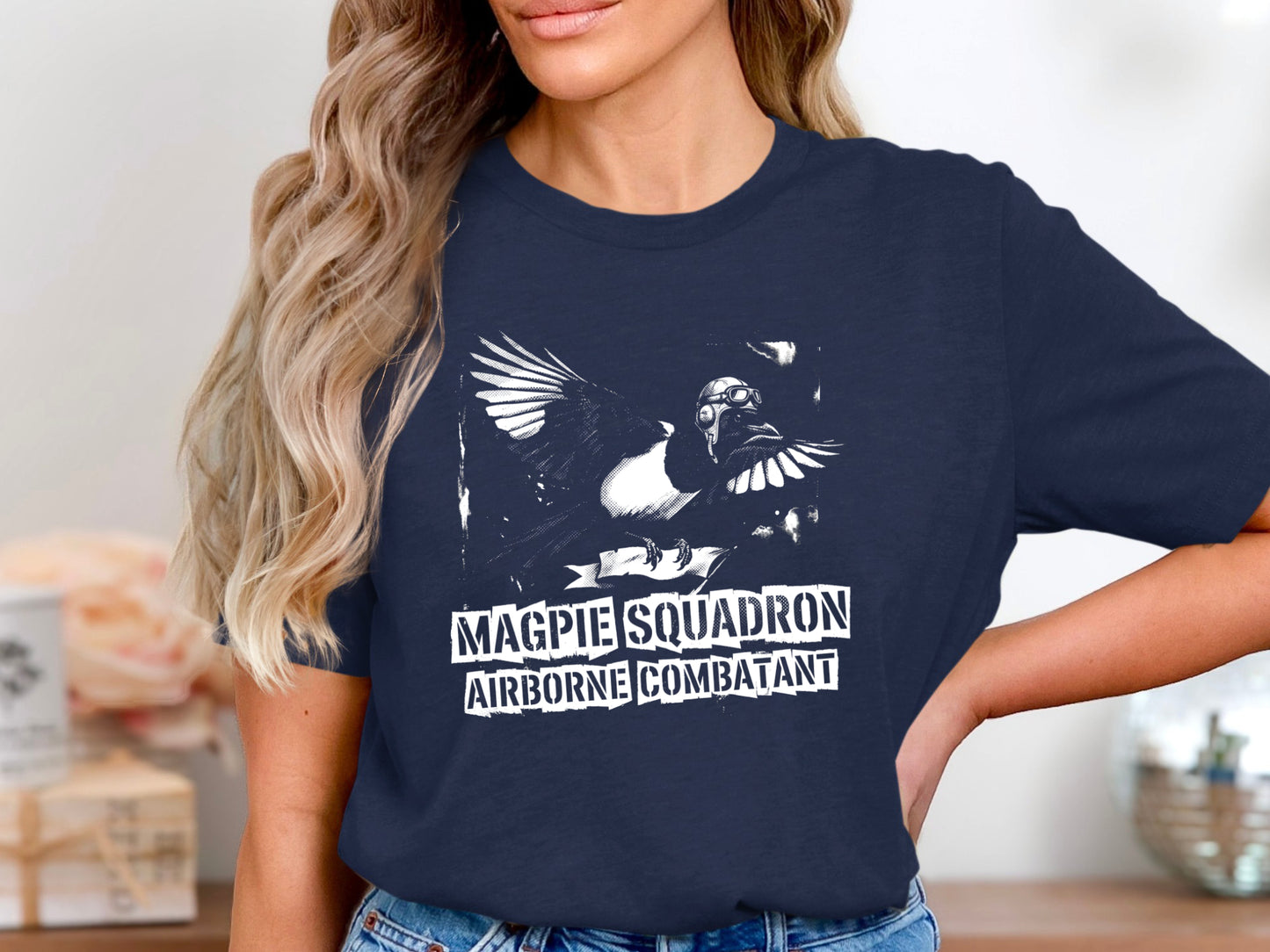 Magpie Squadron Airborne Combatant Tee/Footy fan Collingwood Magpies Tee