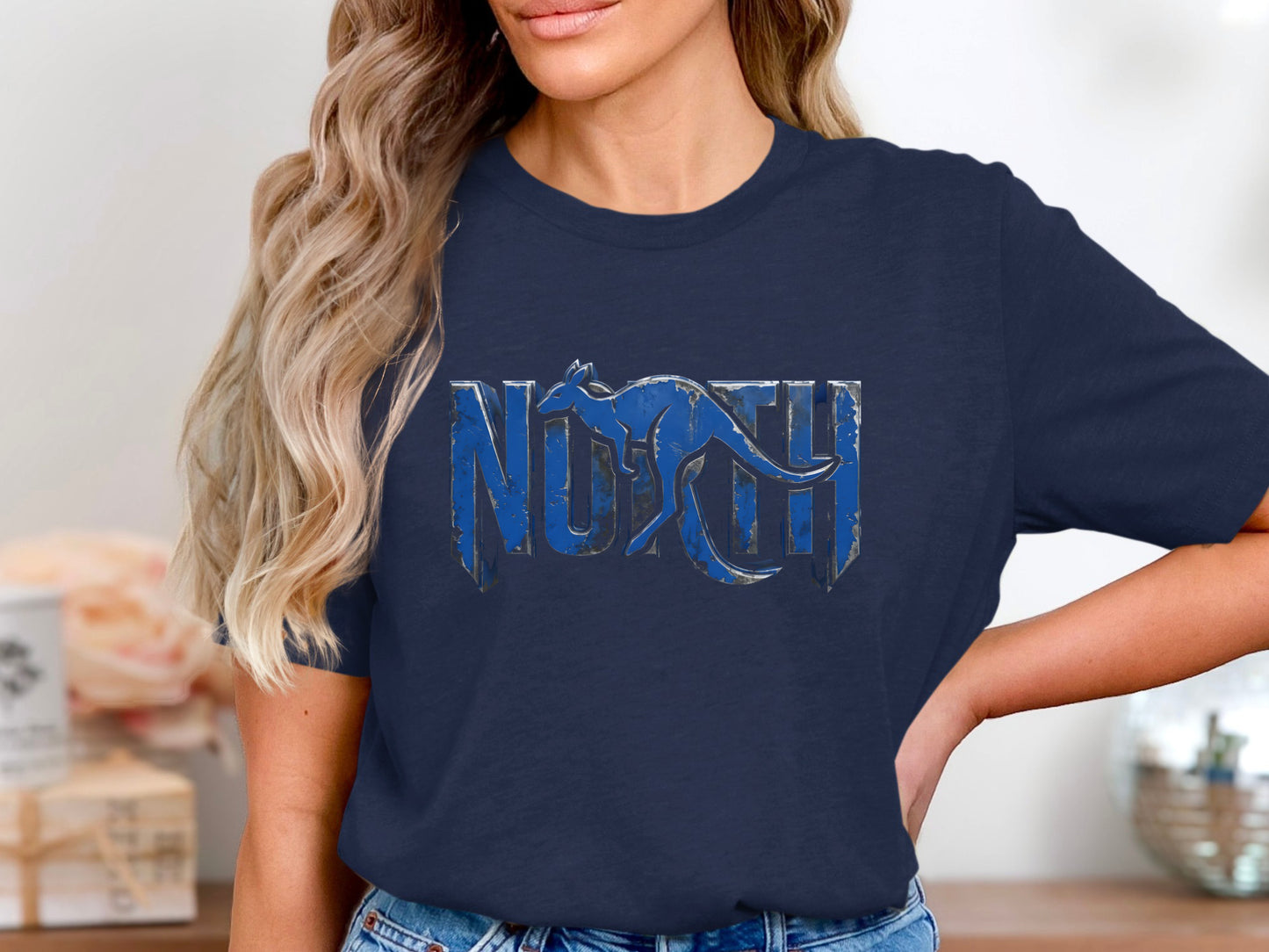 Kangaroo Silhouette Navy & White Logo Tee