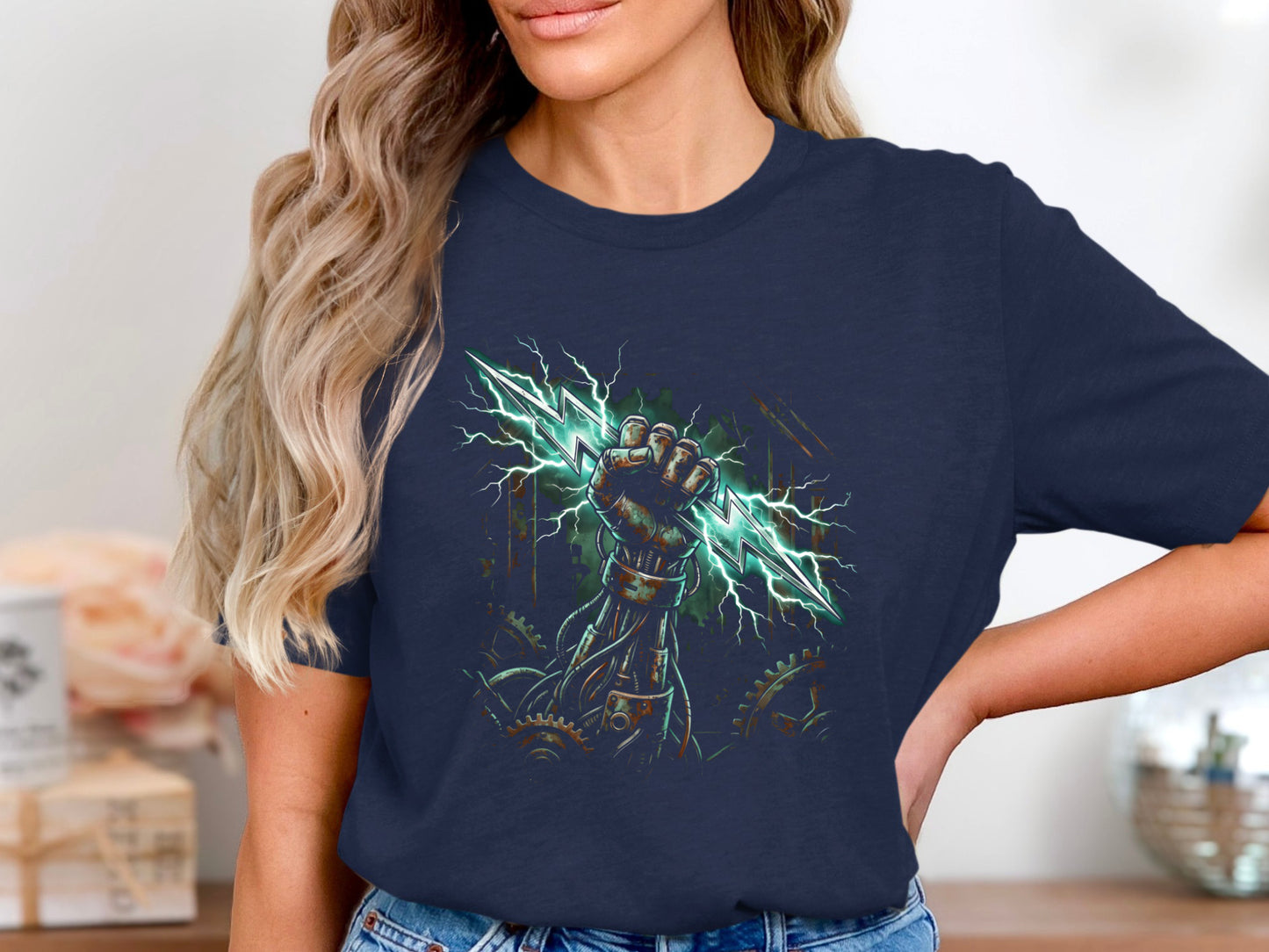 Mechanical Cyber-Fist Lightning Port Adelaide T-Shirt