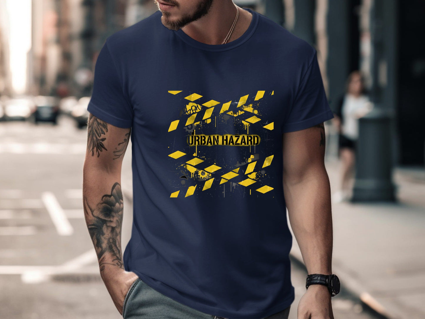 Urban Hazard Caution Tape Graffiti T-Shirt - Streetwear Tee