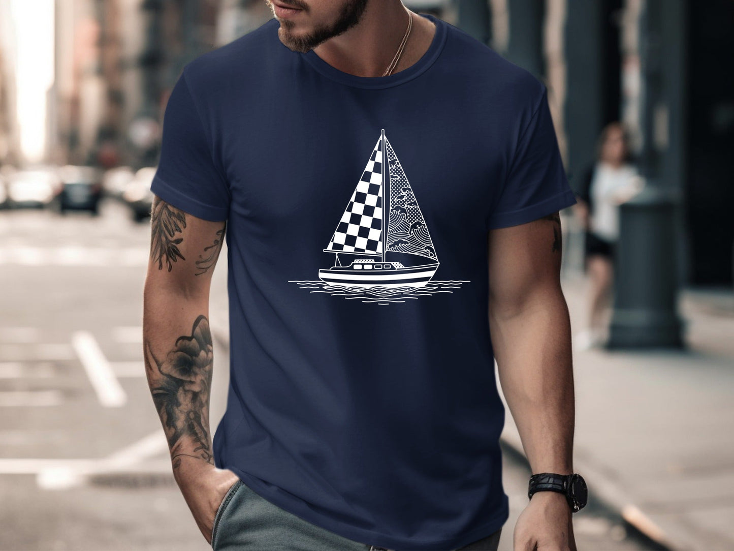 Abstract Nautical Sailing Graphic T-Shirt