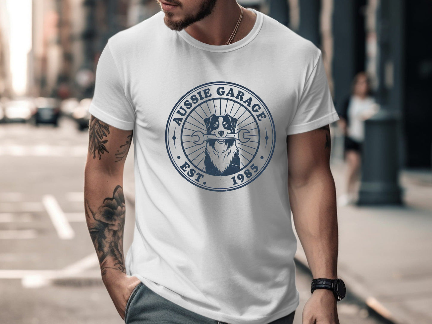 Aussie Garage Dog Mechanic T-Shirt - Vintage Est. 1985 Tee