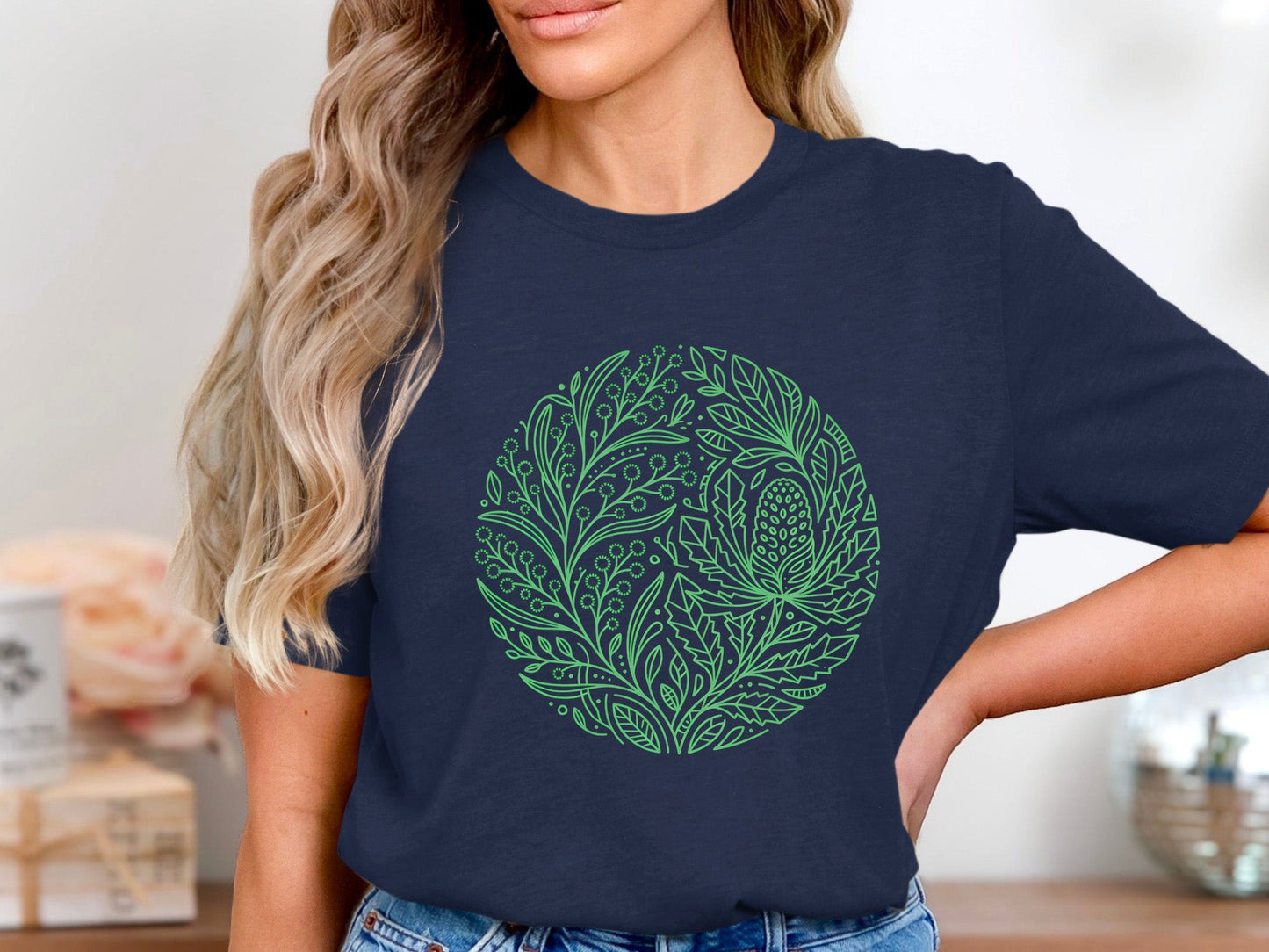 Green Botanical Line Art Banksia T-Shirt