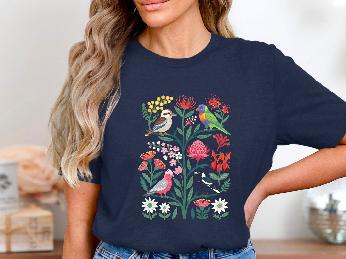 Native Birds & Blooms Vibrant Forest T-Shirt