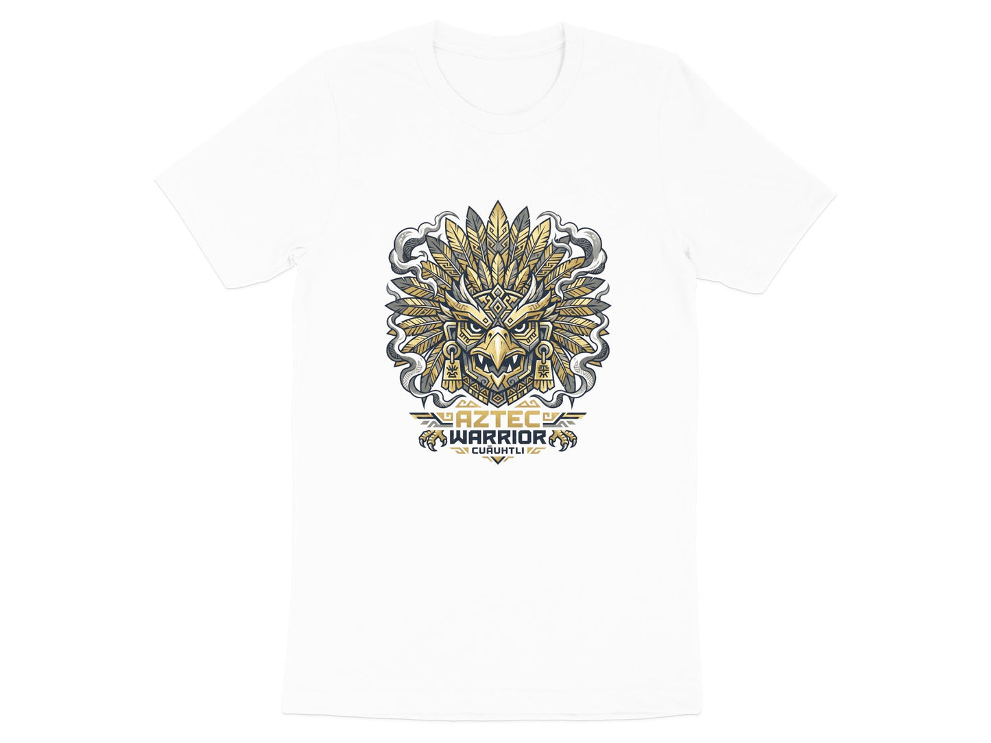Aztec Eagle Warrior Graphic T-Shirt - Cuauhtli Gold Edition