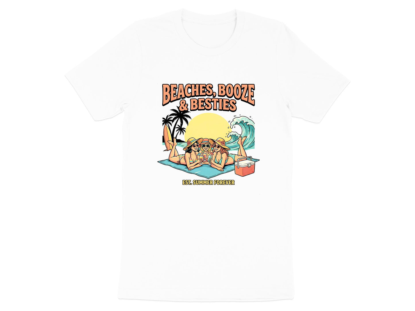 Beaches Booze & Besties T-Shirt | Summer Girls Trip Tee