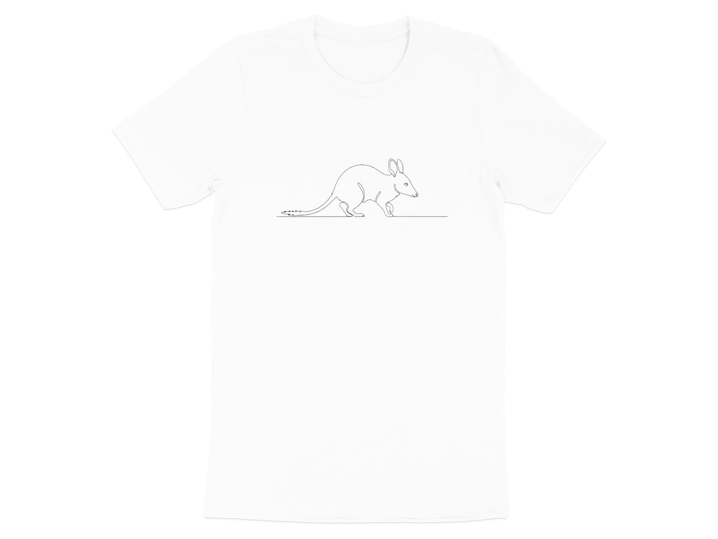 Greater Bilby Minimalist Line Art Black Cotton T-Shirt