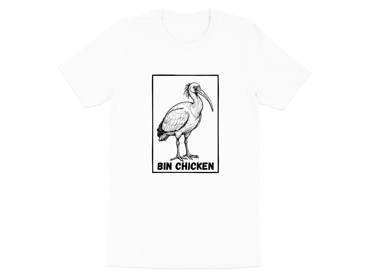 Minimalist Bin Chicken Sketch T-Shirt | Australian Ibis Art