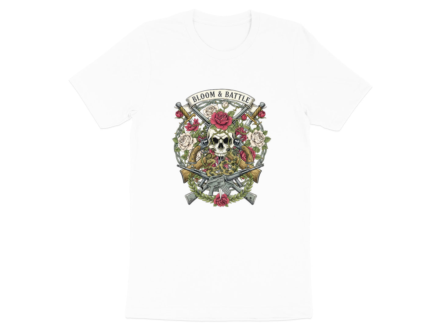 Bloom & Battle Skull & Roses Edgy Tee