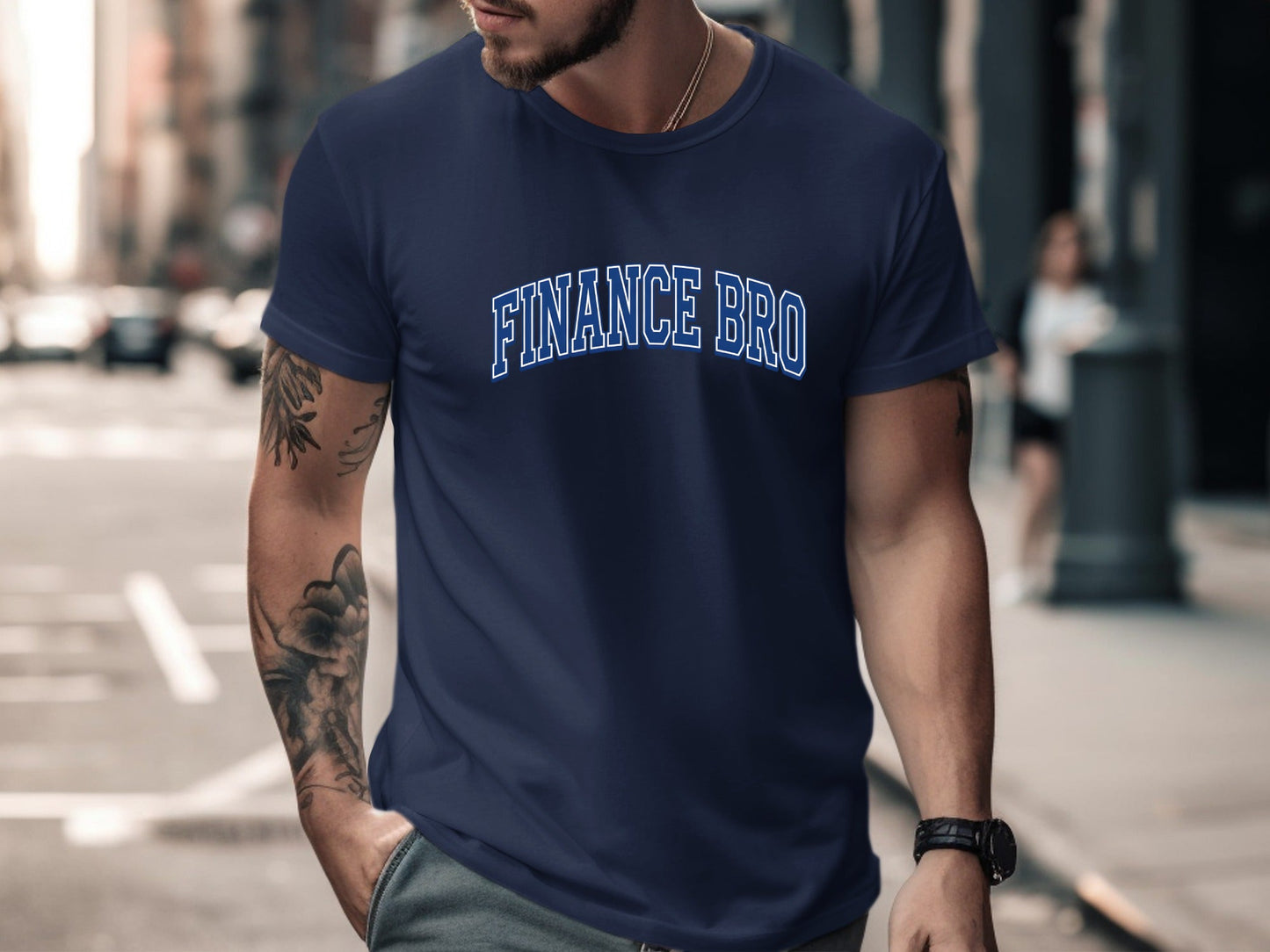 Finance Bro Varsity Logo T-Shirt - Blue & Collegiate Tee