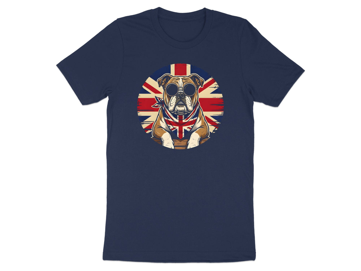 Cool British Bulldog Sunglasses T-Shirt - Retro Style
