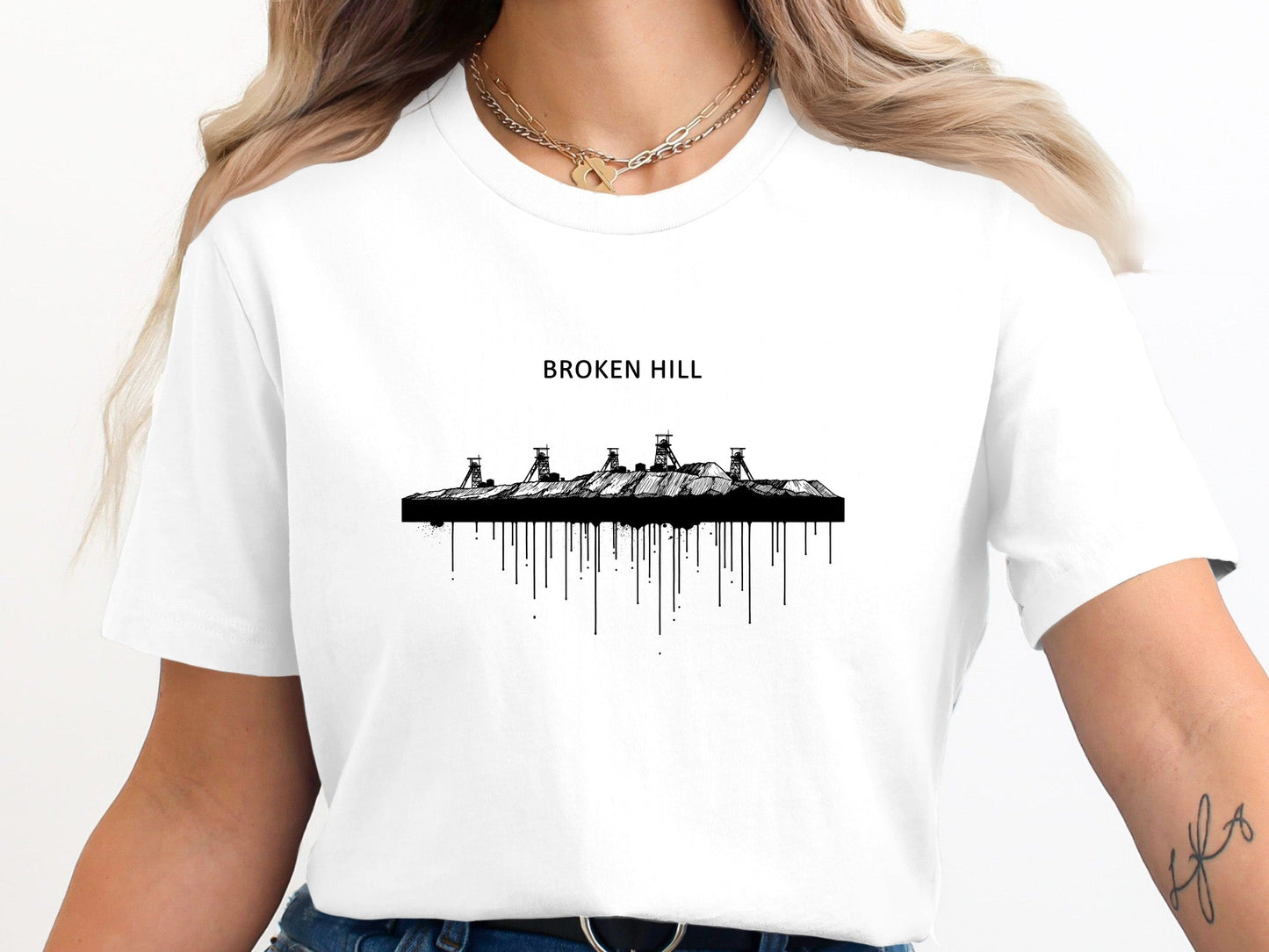 Broken Hill Mining Landscape T-Shirt - Drip Art Design | Outback Apparel
