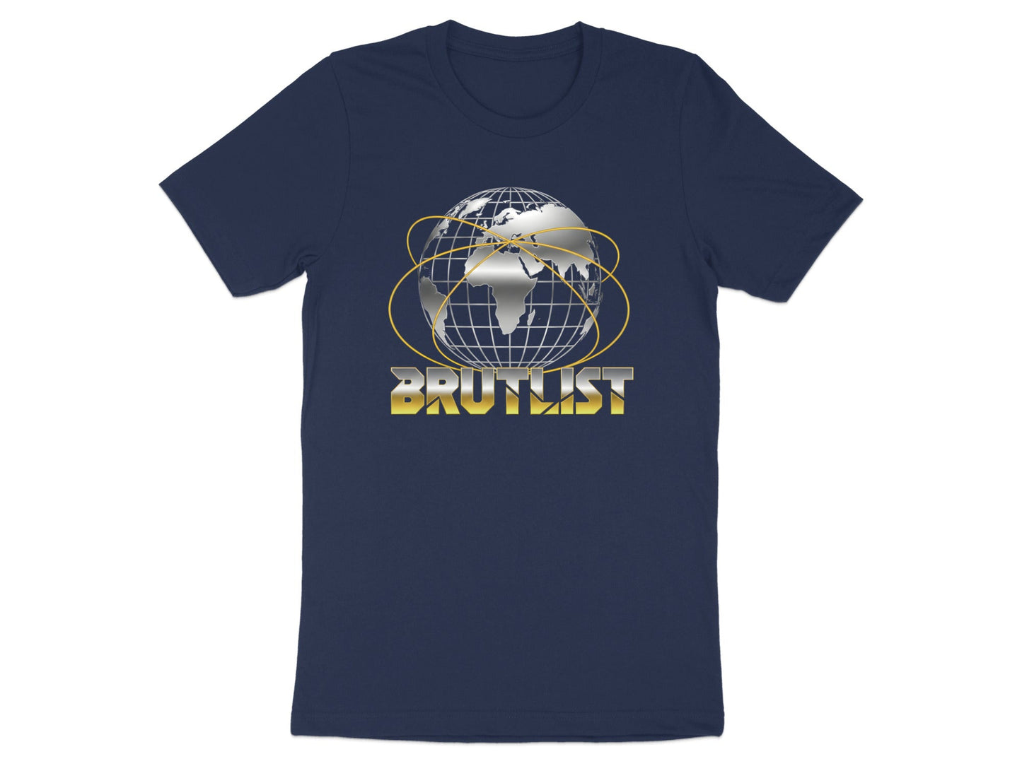 Brutlist Global Tech Logo T-Shirt - Retro Chrome Graphic Tee
