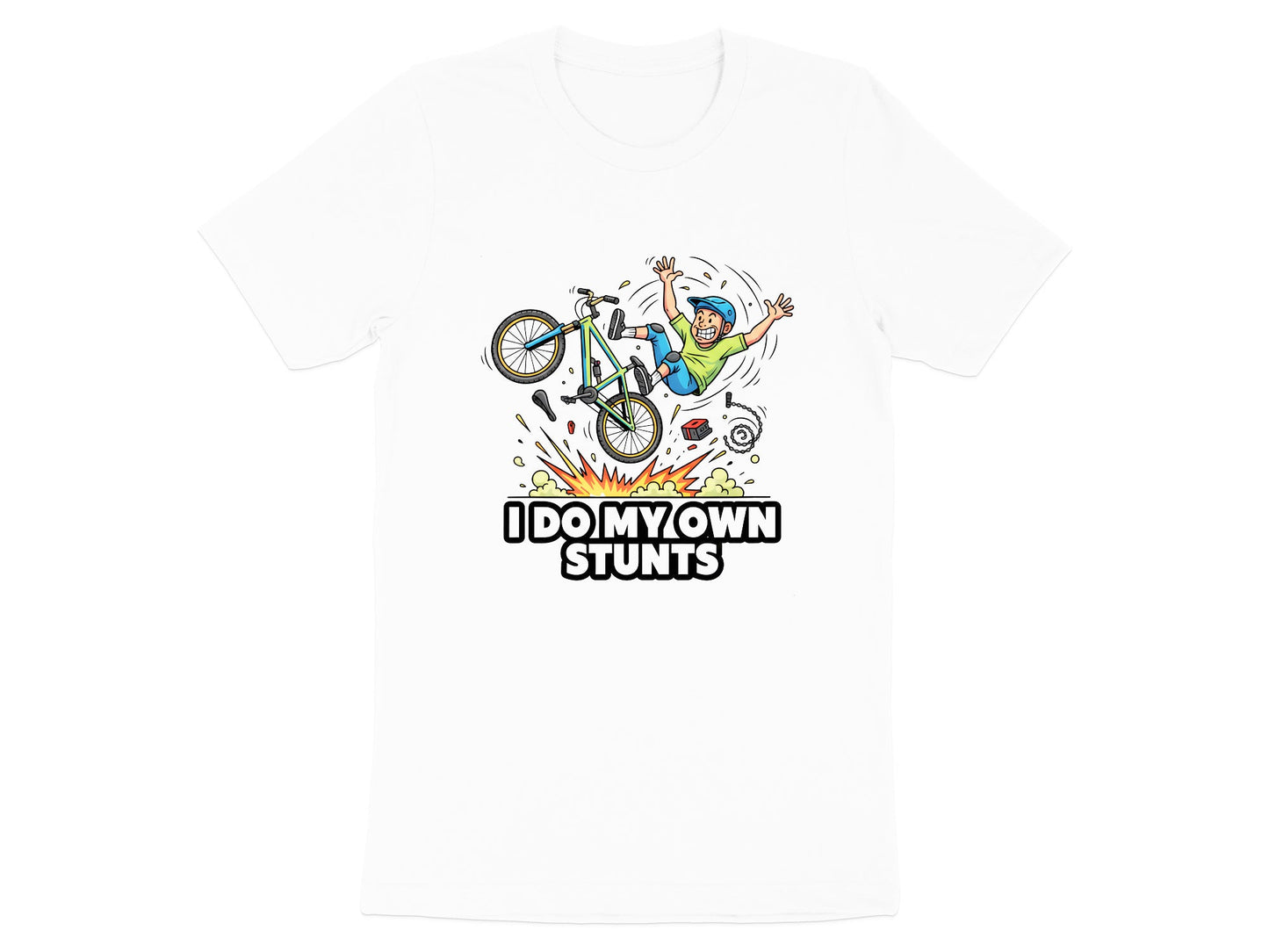 I Do My Own Stunts Funny Mountain Bike Crash Tee