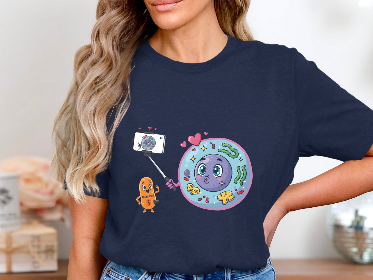 Cell Selfie Funny Biology T-Shirt - Mitosis Cartoon Graphic