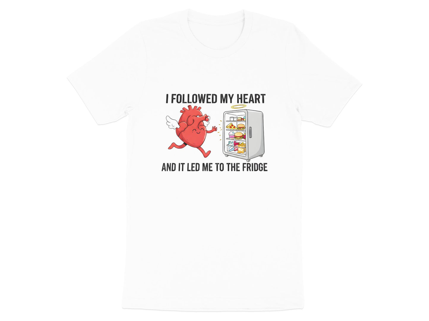 Heart Running To The Fridge Funny Cartoon Tee