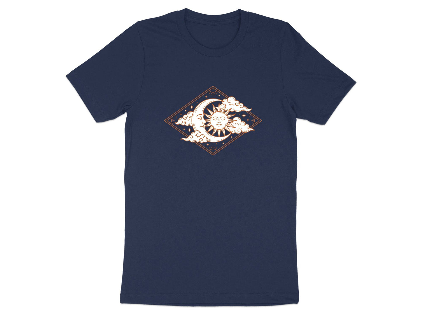 Diamond Sun & Moon Tee – Terracotta Line Art T-Shirt