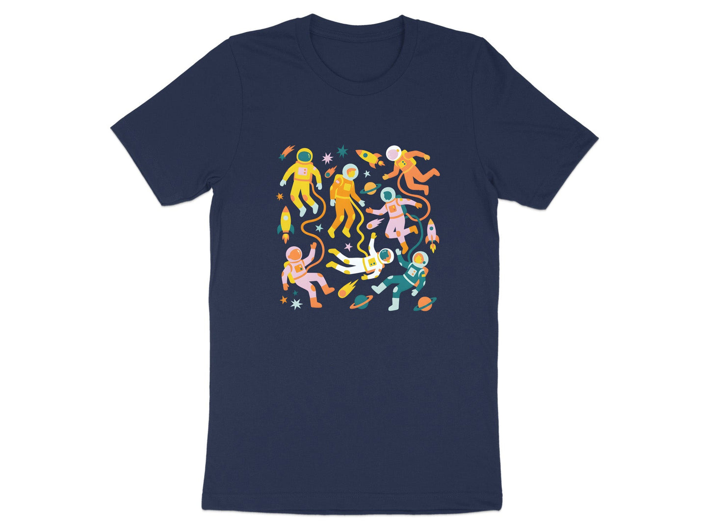 Retro Colorful Astronaut Pattern T-Shirt