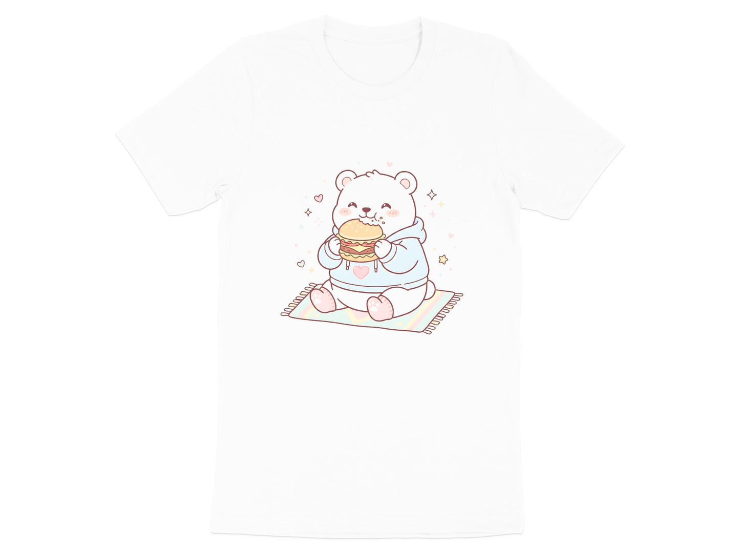Cute Kawaii Polar Bear Eating Burger T-Shirt