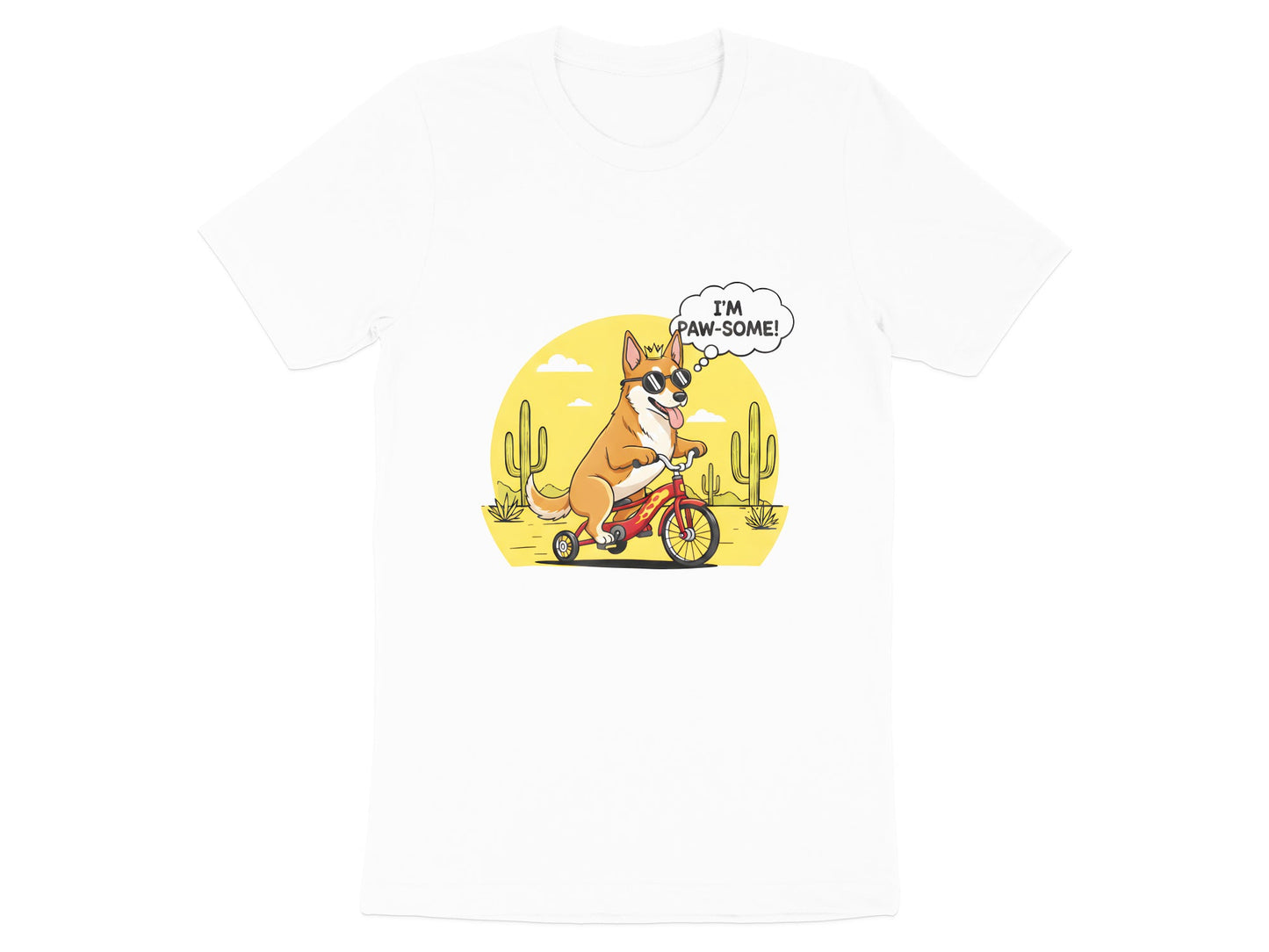 I'm Paw-some! Dog Riding Tricycle T-Shirt - Funny Pet Graphic