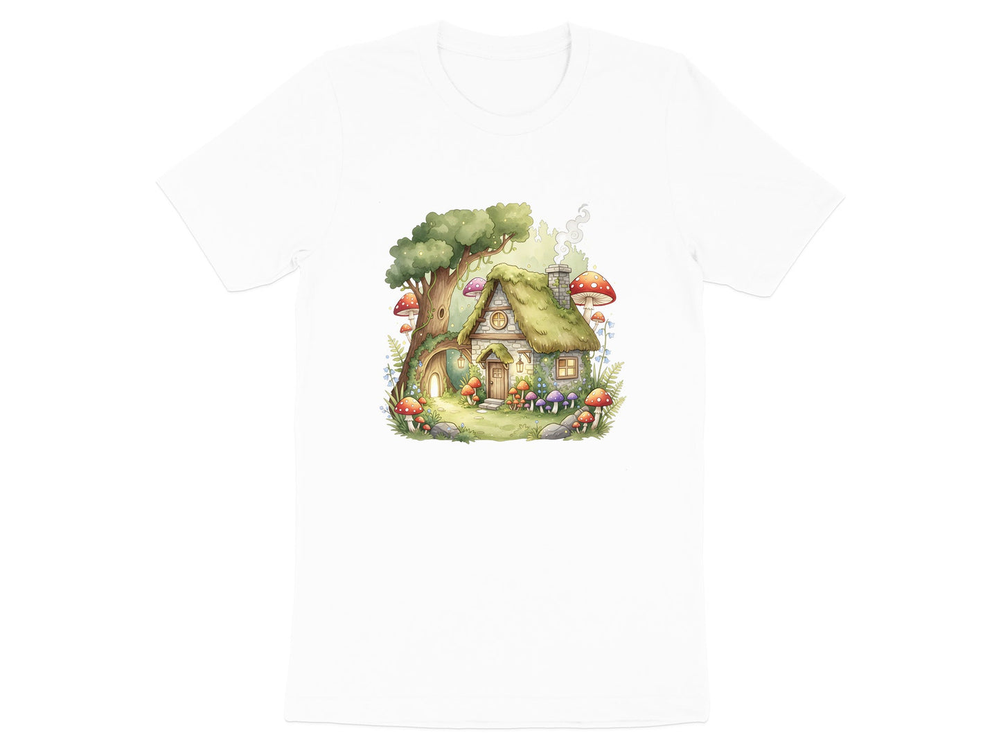 Goblincore Mushroom Art Enchanted Forest Cottage T-Shirt