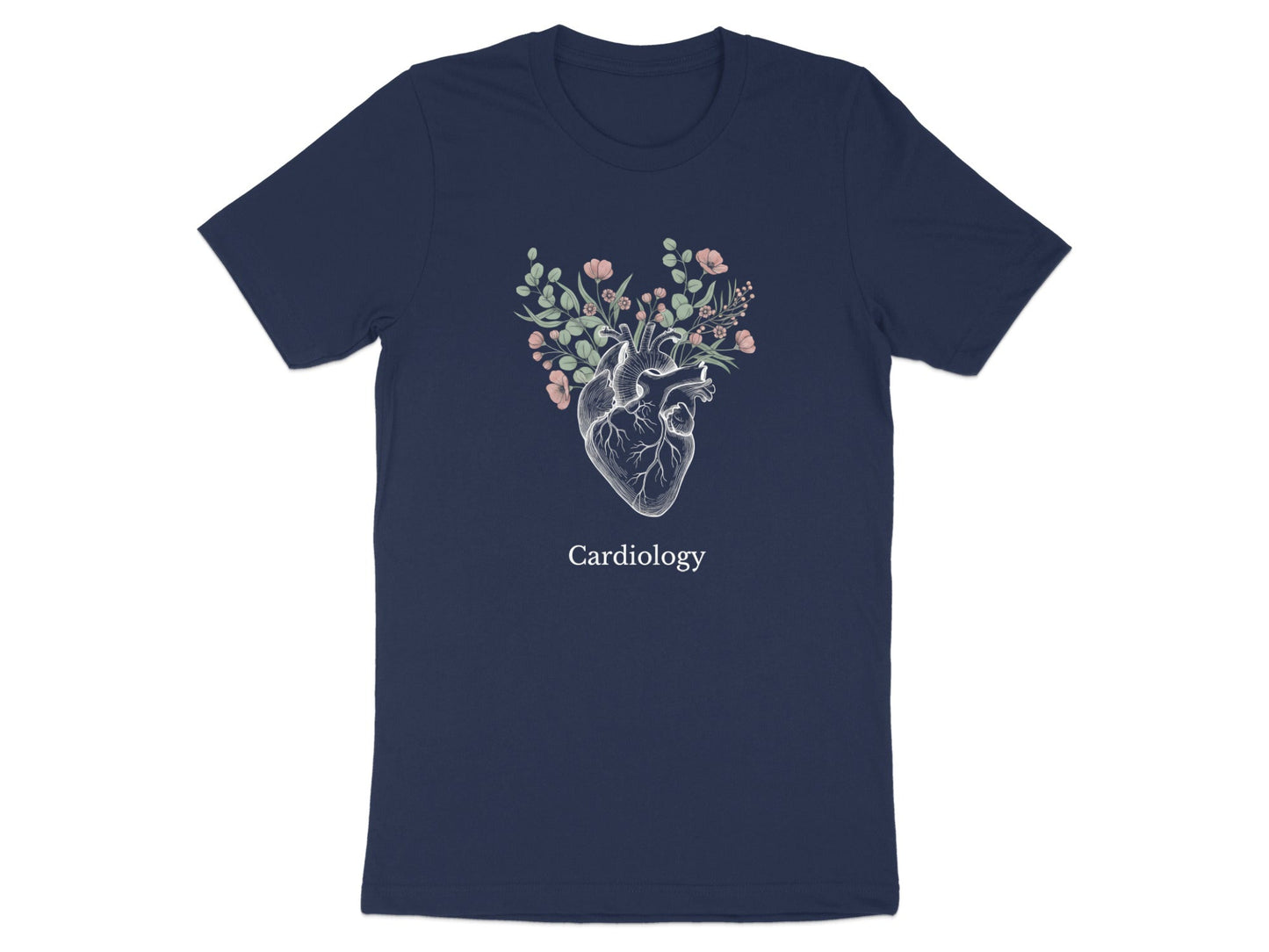 Floral Anatomical Heart T-Shirt - Artistic Medical Graphic Tee