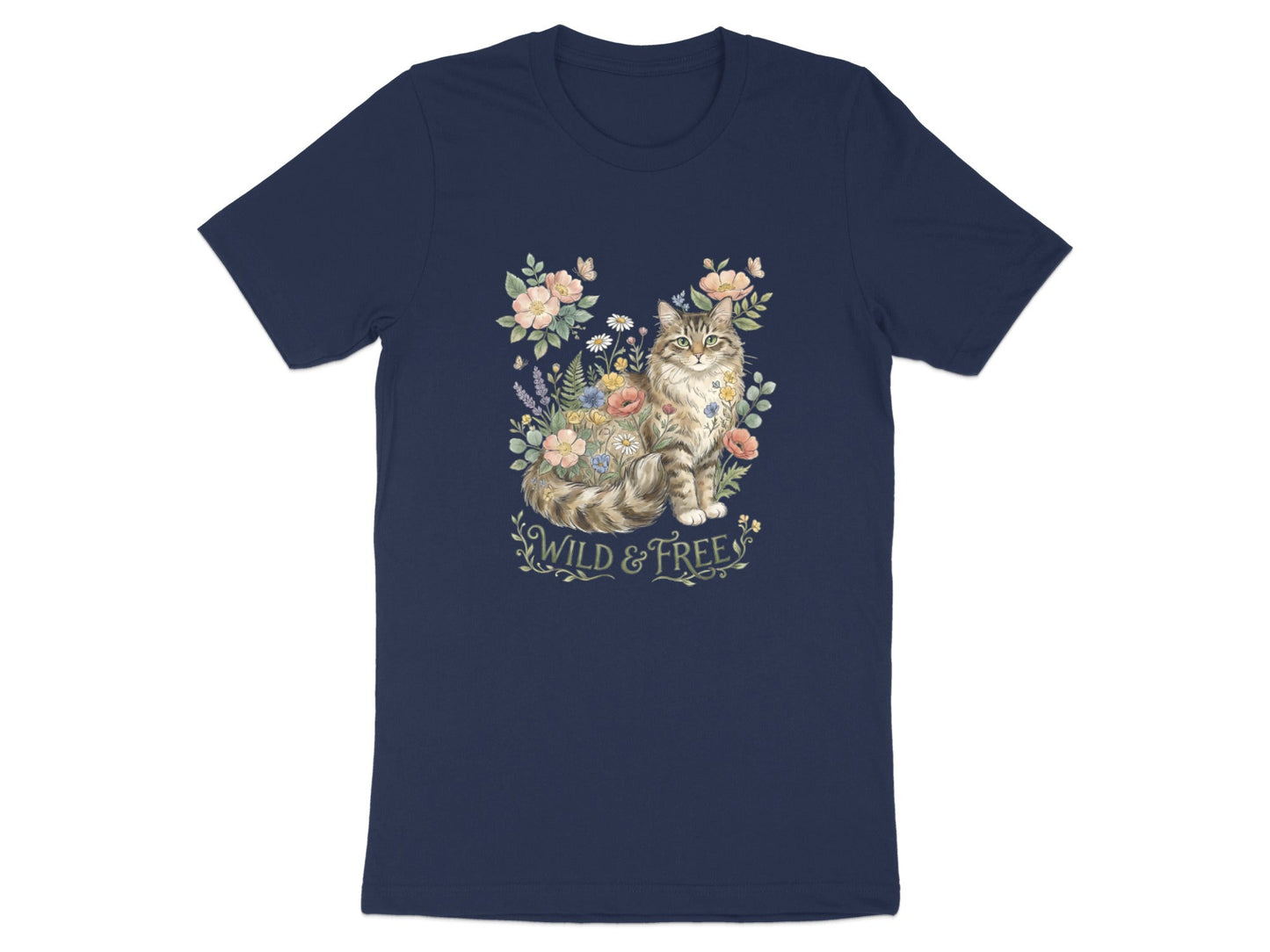 Wild & Free Floral Tabby Cat T-Shirt