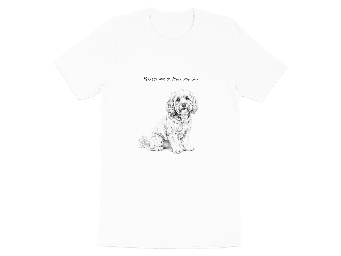Fluffy Dog 'Mix of Fluff and Joy' Pencil Sketch T-Shirt