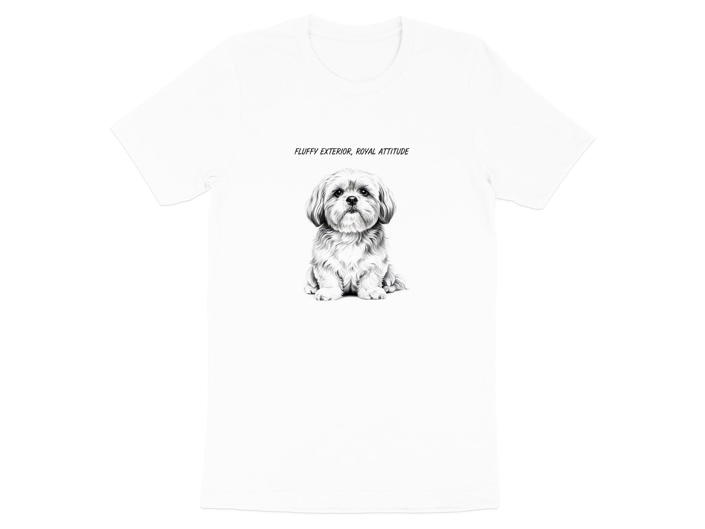 Shih Tzu 'Fluffy Exterior Royal Attitude' Pencil Sketch T-Shirt