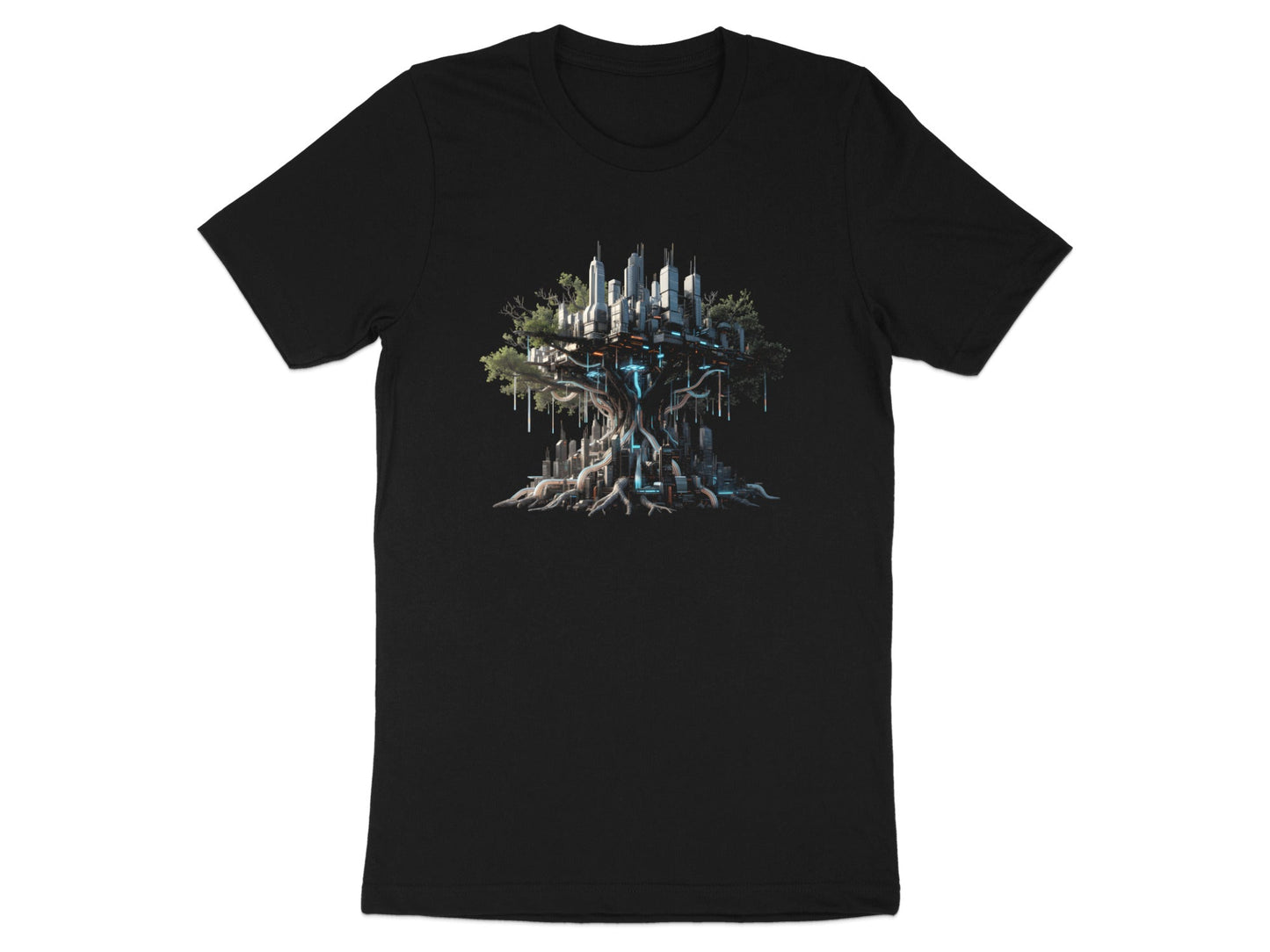 Futuristic Floating Tree City Graphic Tee