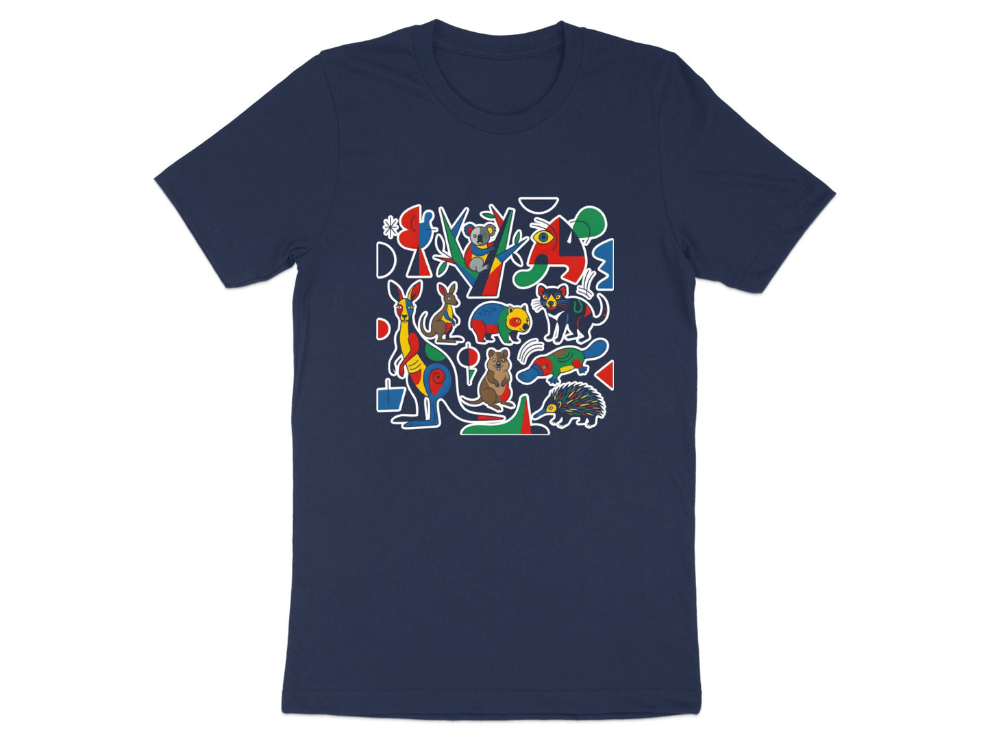 Geometric Australian Wildlife Collage T-Shirt | Modern Abstract Tee