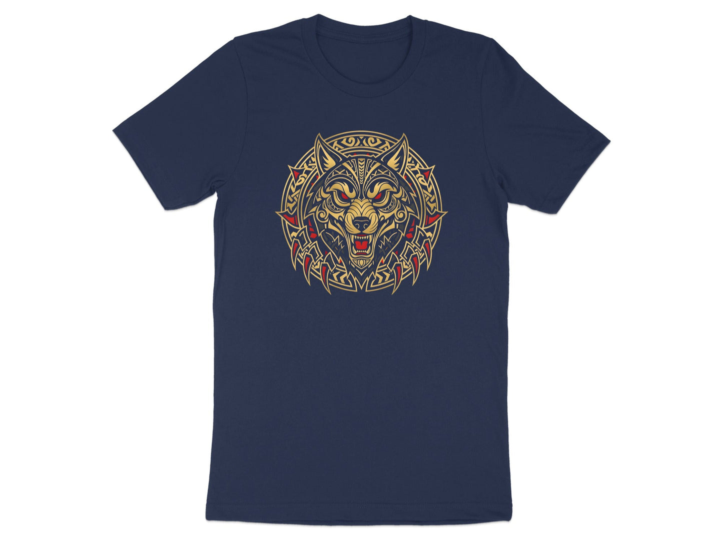 Gold Tribal Wolf T-Shirt - Geometric Animal Art Tee