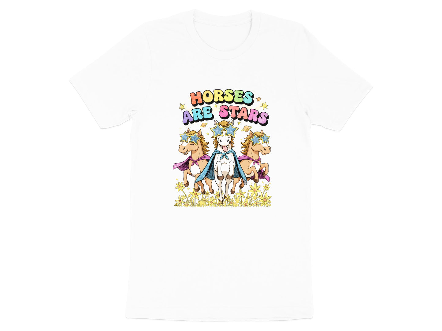 Horses Are Stars Superhero T-Shirt - Retro Kids Pony Art