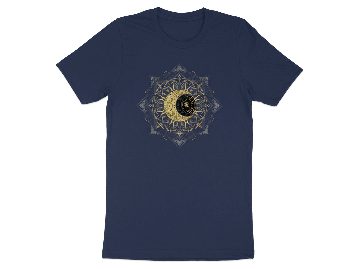 Celestial Sun & Moon Gold Mandala T-Shirt