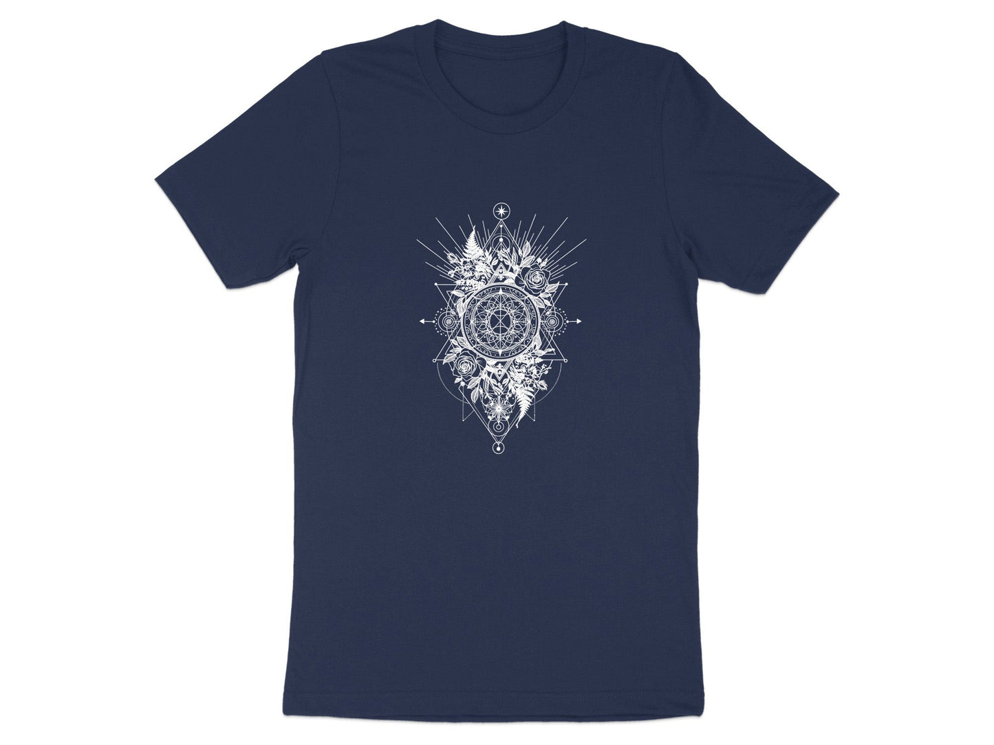Sacred Geometry Mandala Tee – Floral Tattoo Style T-Shirt