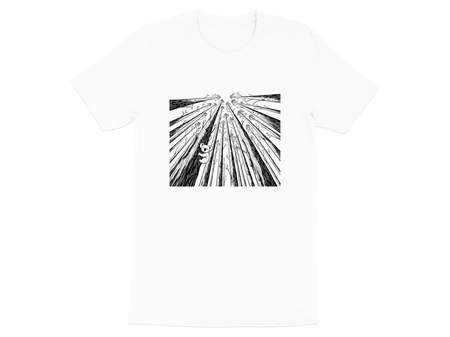 Minimalist Koala Tall Trees T-Shirt | Artistic Nature Tee