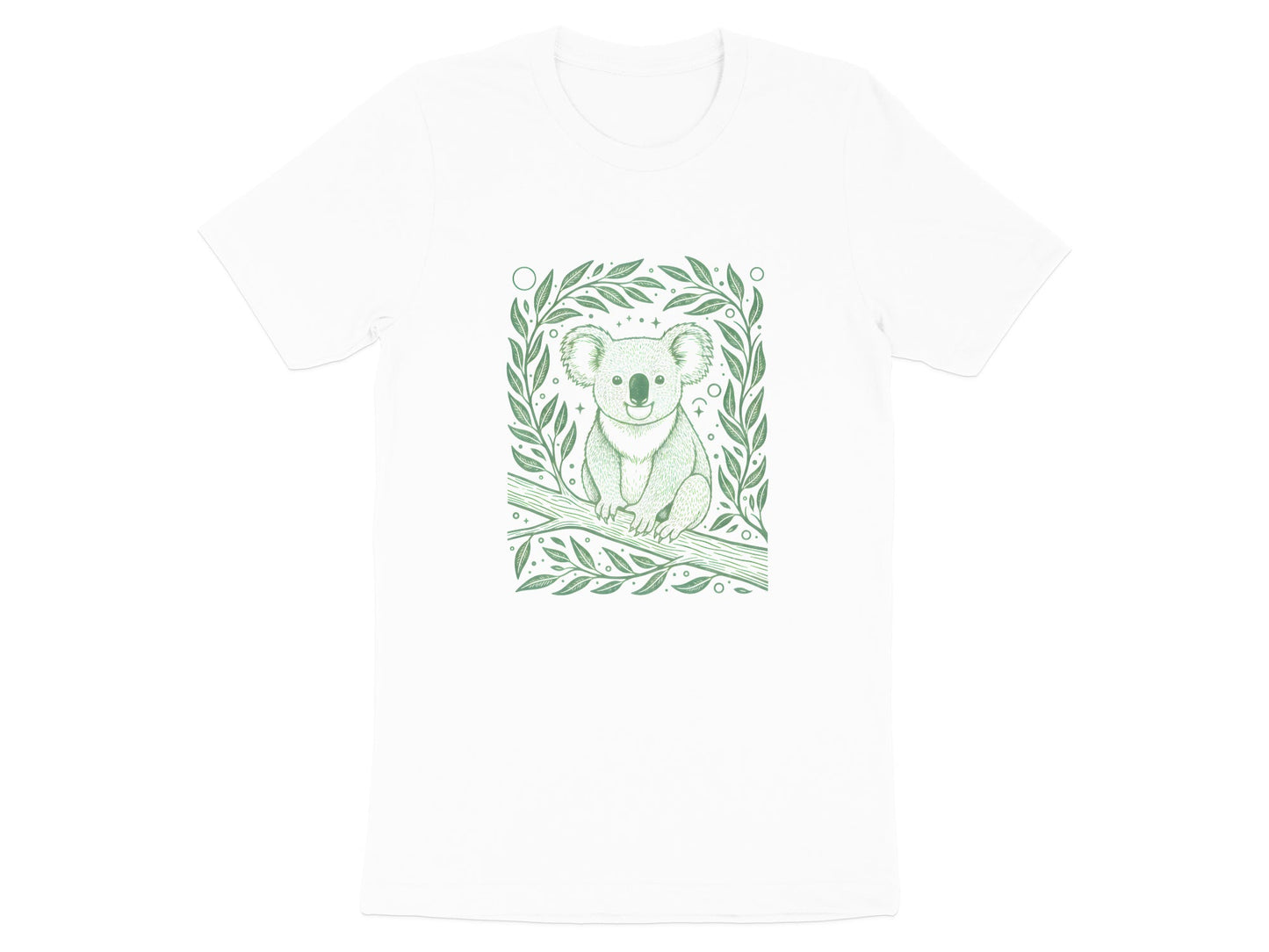 Smiling Koala Eucalyptus Branch T-Shirt | Cute Australian Tee