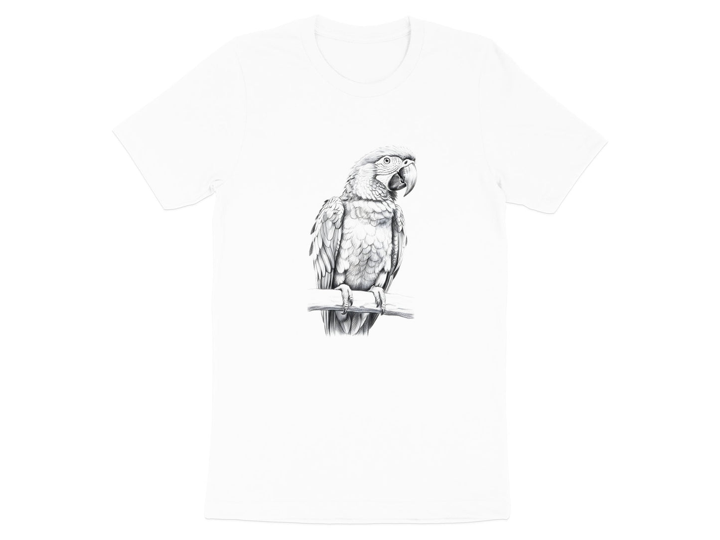 Macaw Parrot Detailed Pencil Sketch Artistic T-Shirt