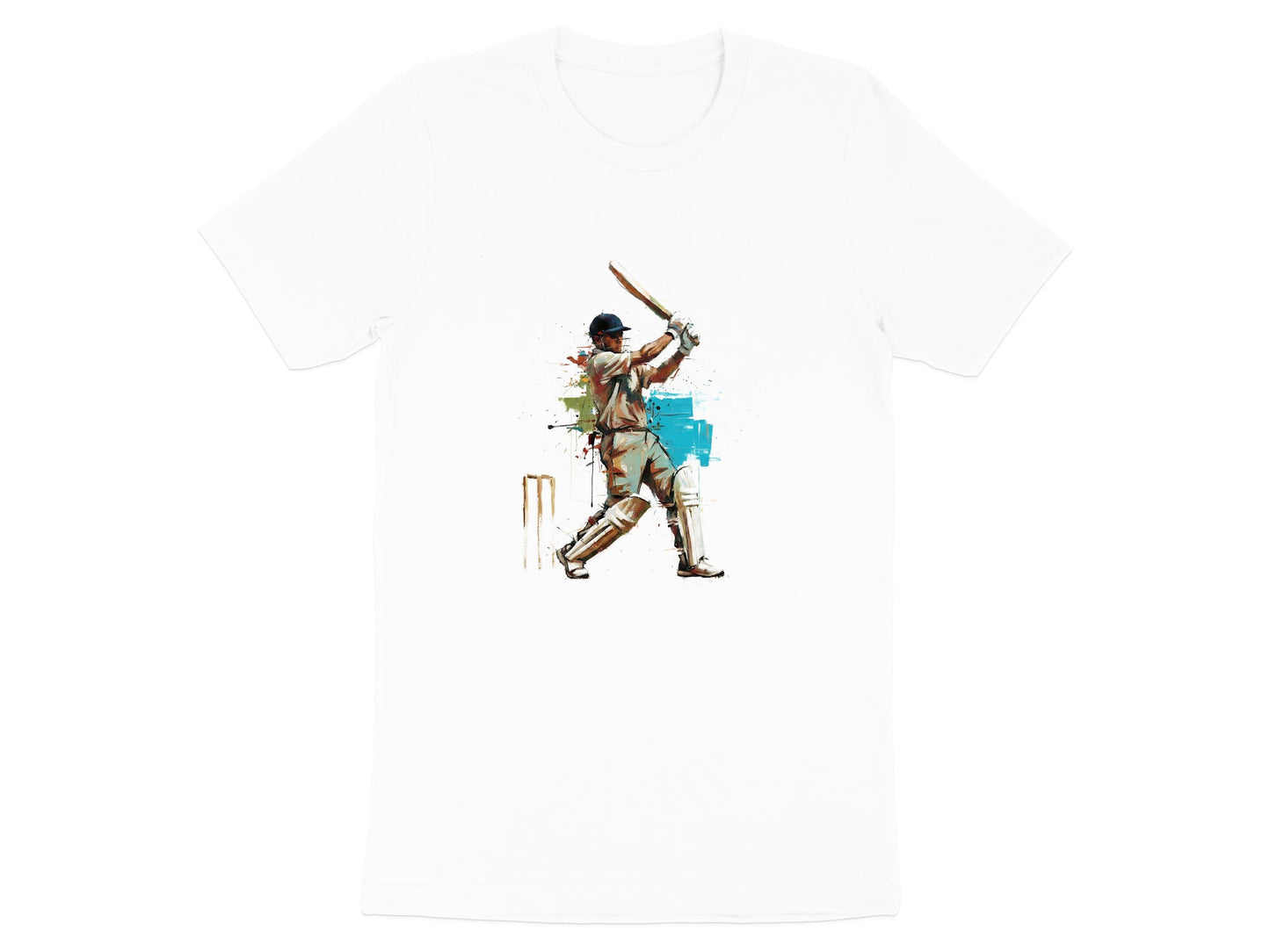 The Batsman Abstract Paint Splatter Cricket Tee
