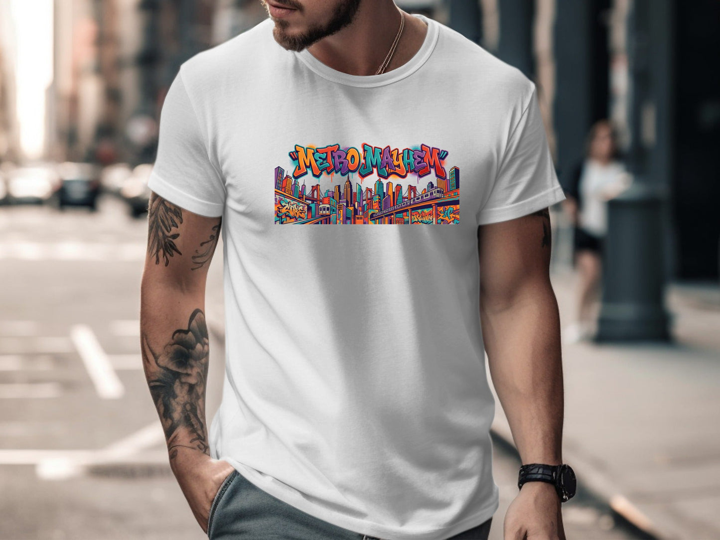Metro Mayhem City Skyline Graffiti Graphic Tee