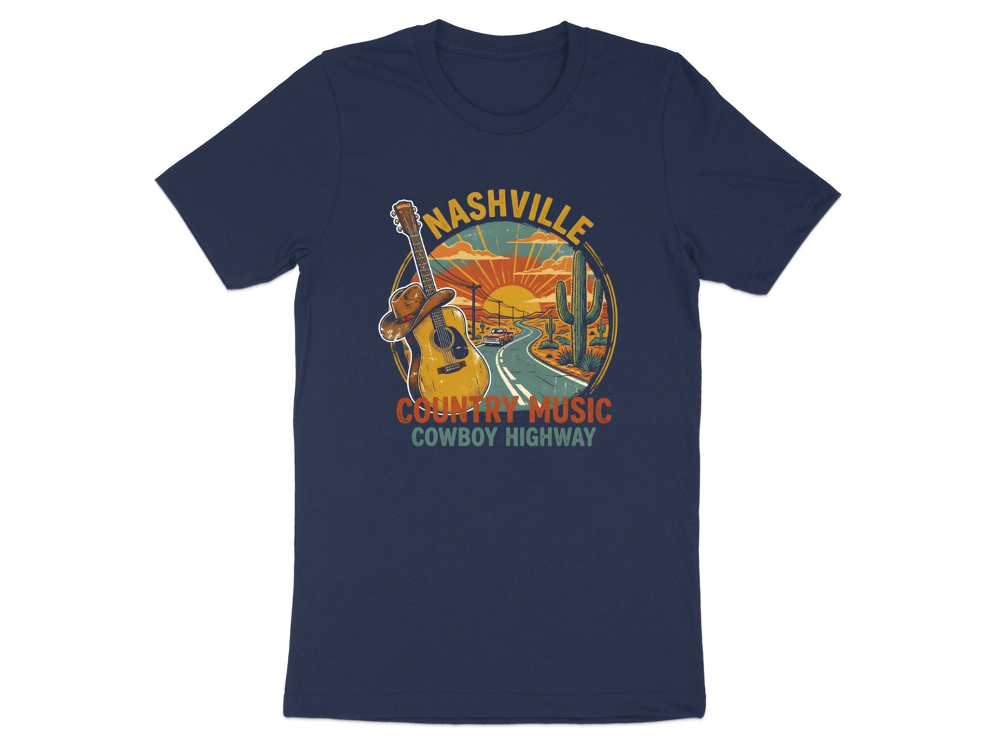 Nashville Country Music Cowboy Highway Retro Tee