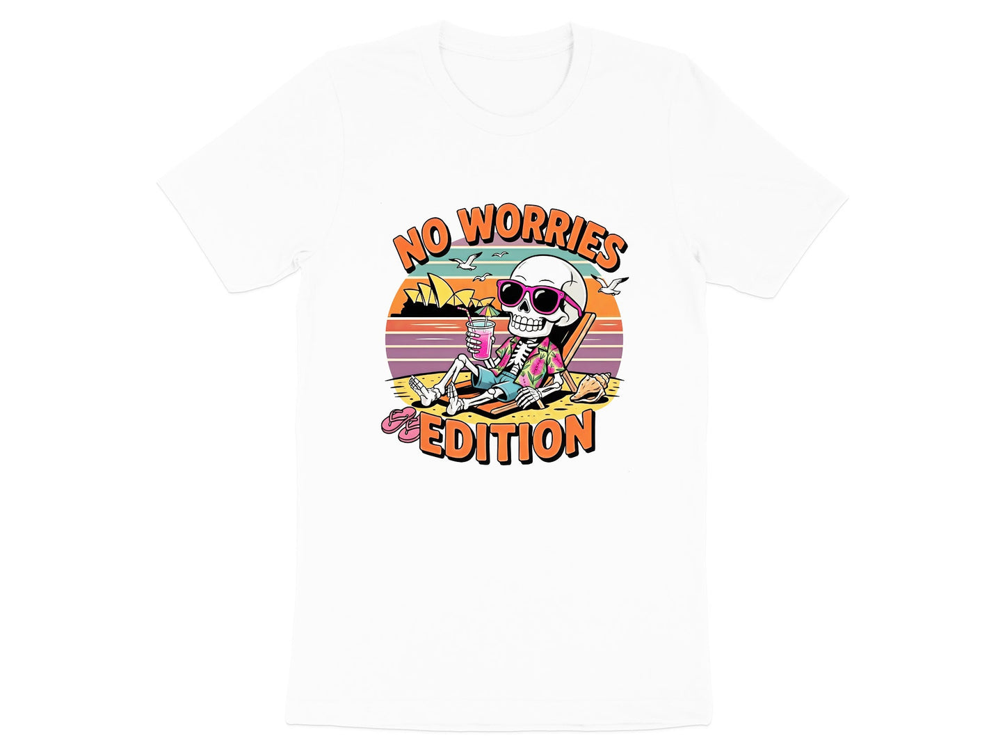 No Worries Edition Skeleton T-Shirt | Sydney Sunset Beach Tee