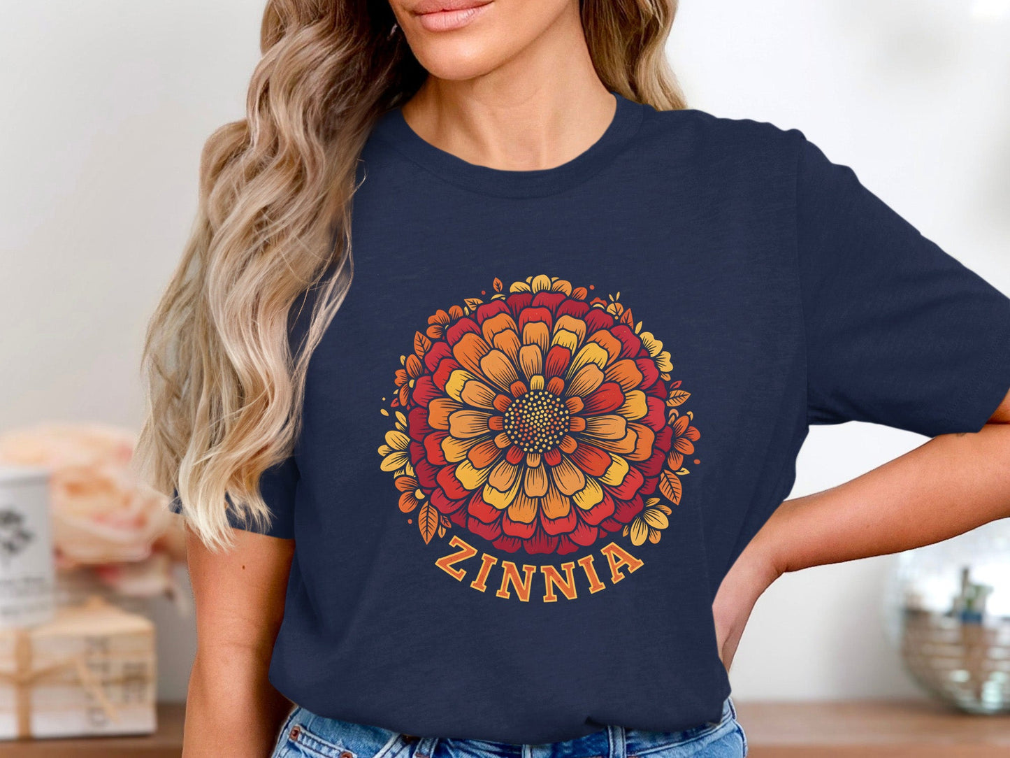 Vintage Zinnia Floral Graphic T-Shirt