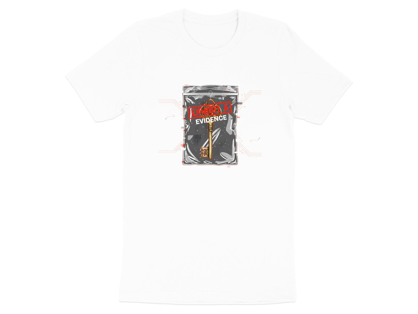 Exhibit A Evidence T-Shirt - Cyberpunk Key Graphic
