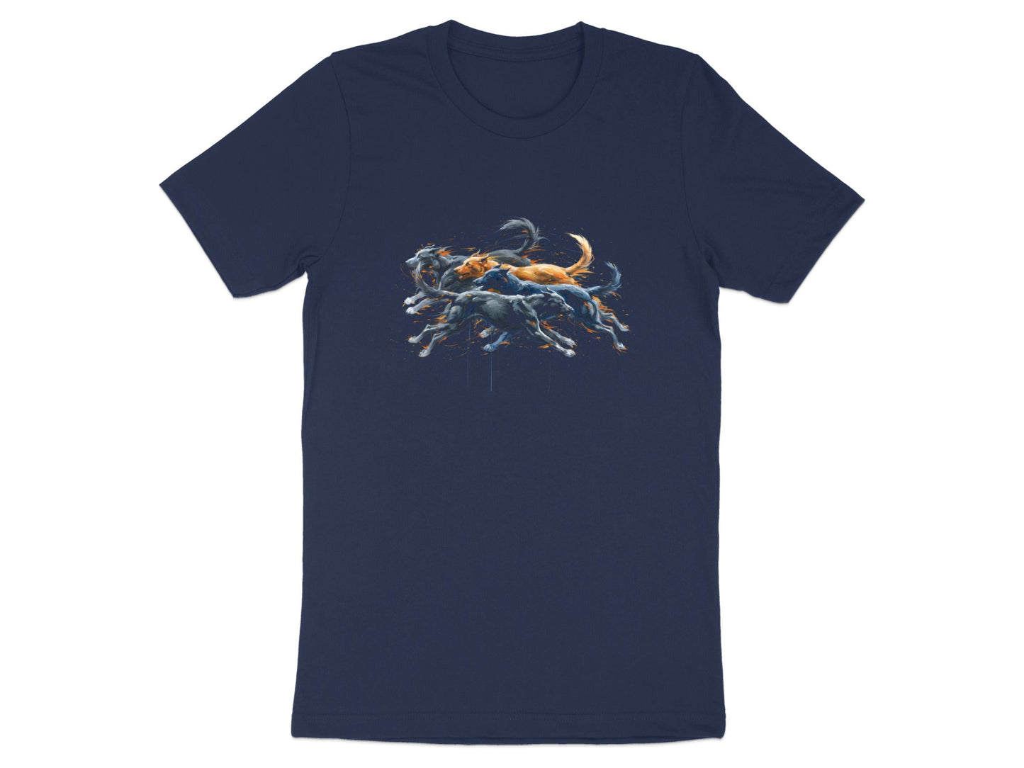 Pack of Running Dogs Artistic Splash Graphic T-Shirt
