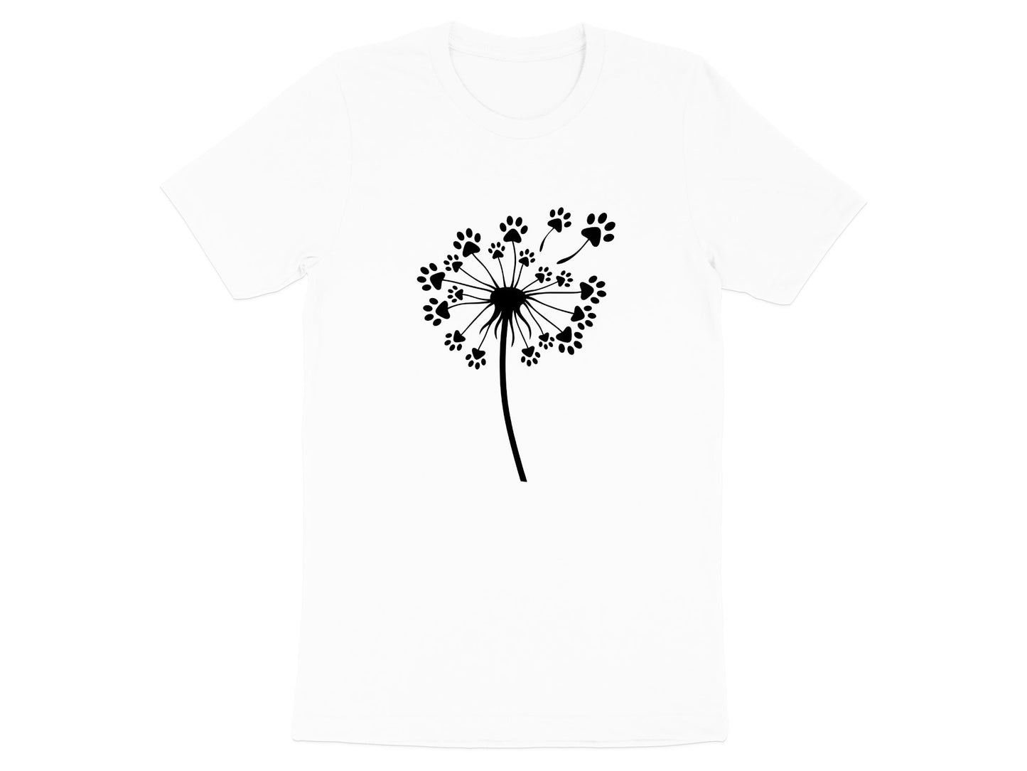 Dandelion Paw Prints Whimsical Pet Lover T-Shirt