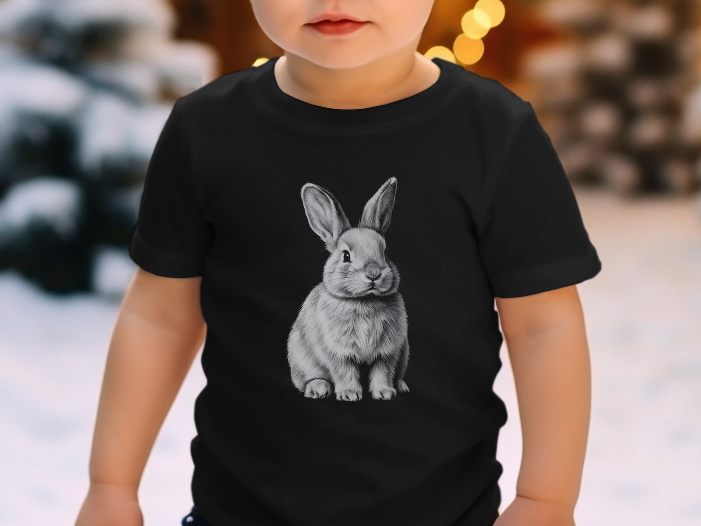 Rabbit Pencil Sketch Men's Cotton T-Shirt