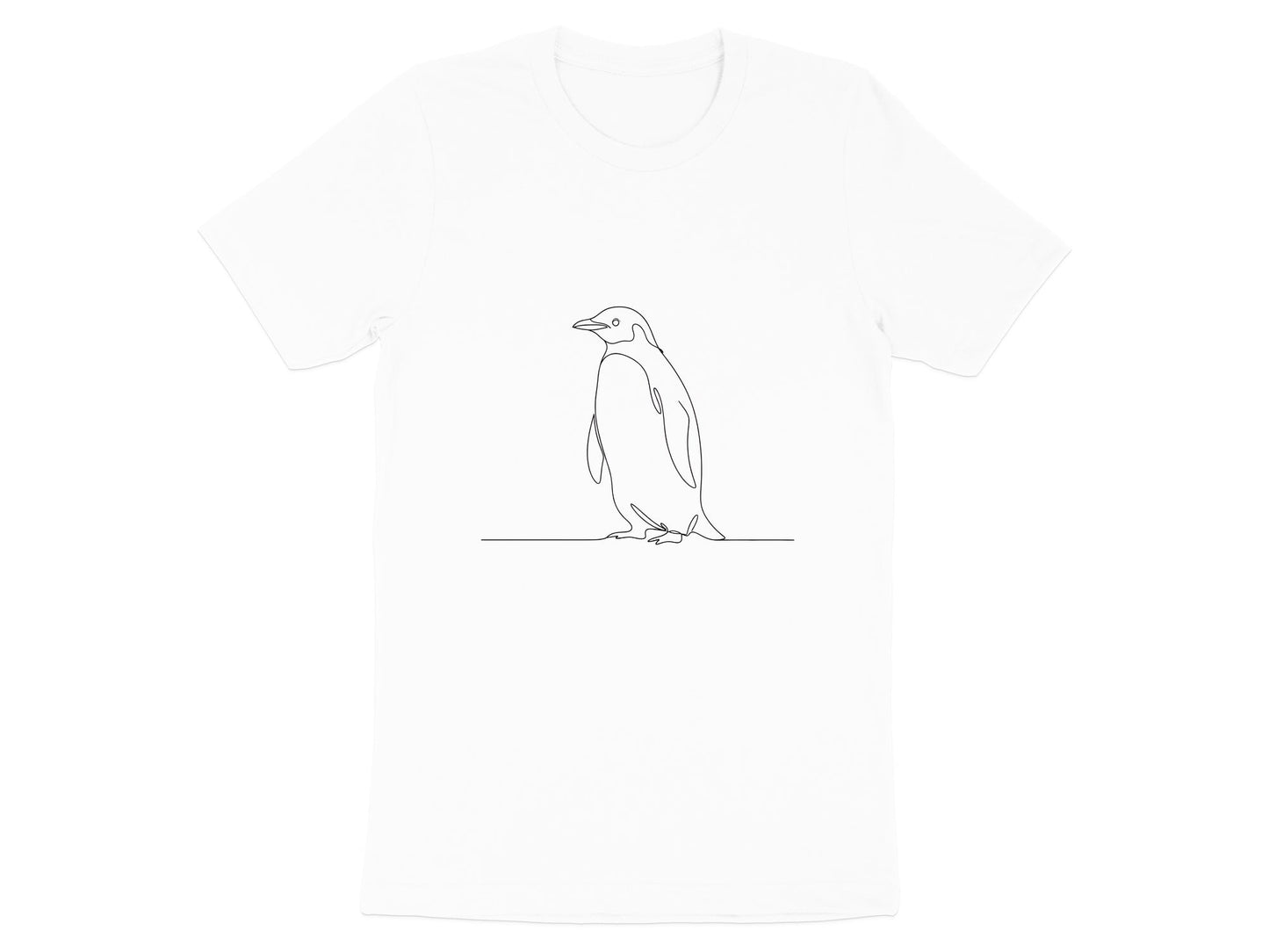 Minimalist Penguin Line Art T-Shirt - Simple Modern Style