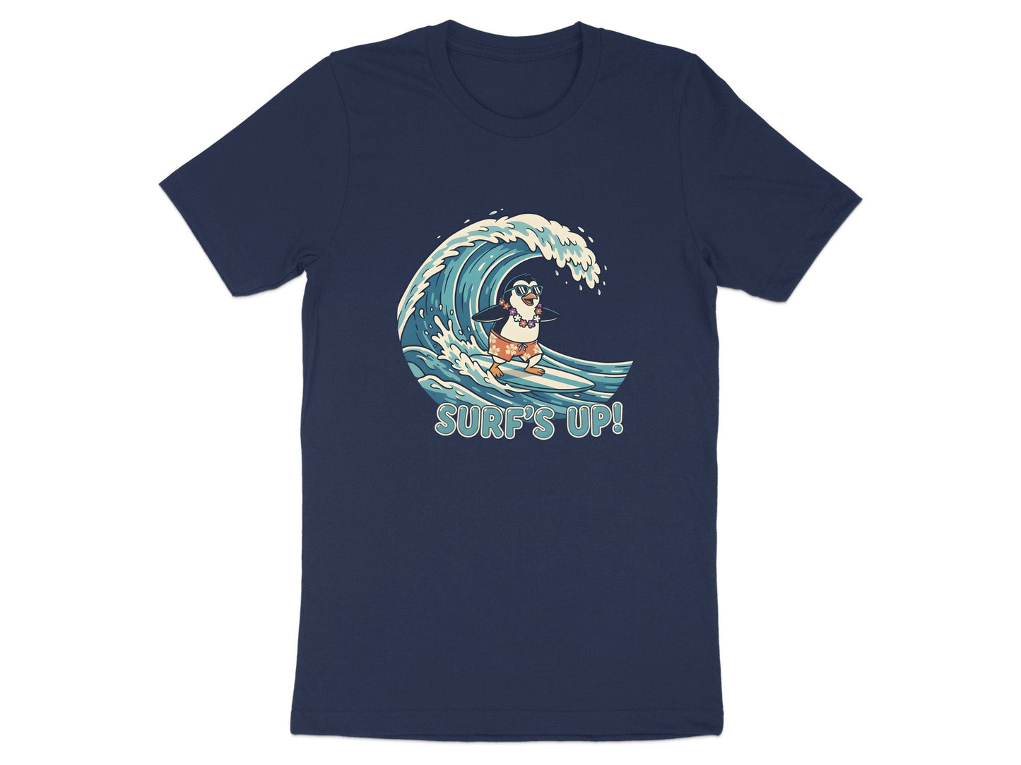 Surf's Up Surfing Penguin Tee | Fun Beach T-Shirt